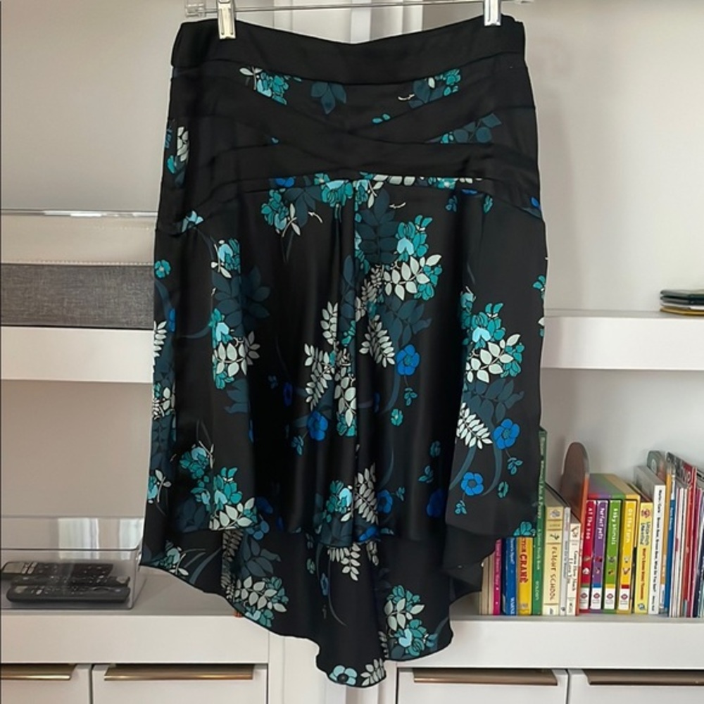 Rampage Clothing Company High Low Flowy Skirt Sz 5 Small Blue black floral print